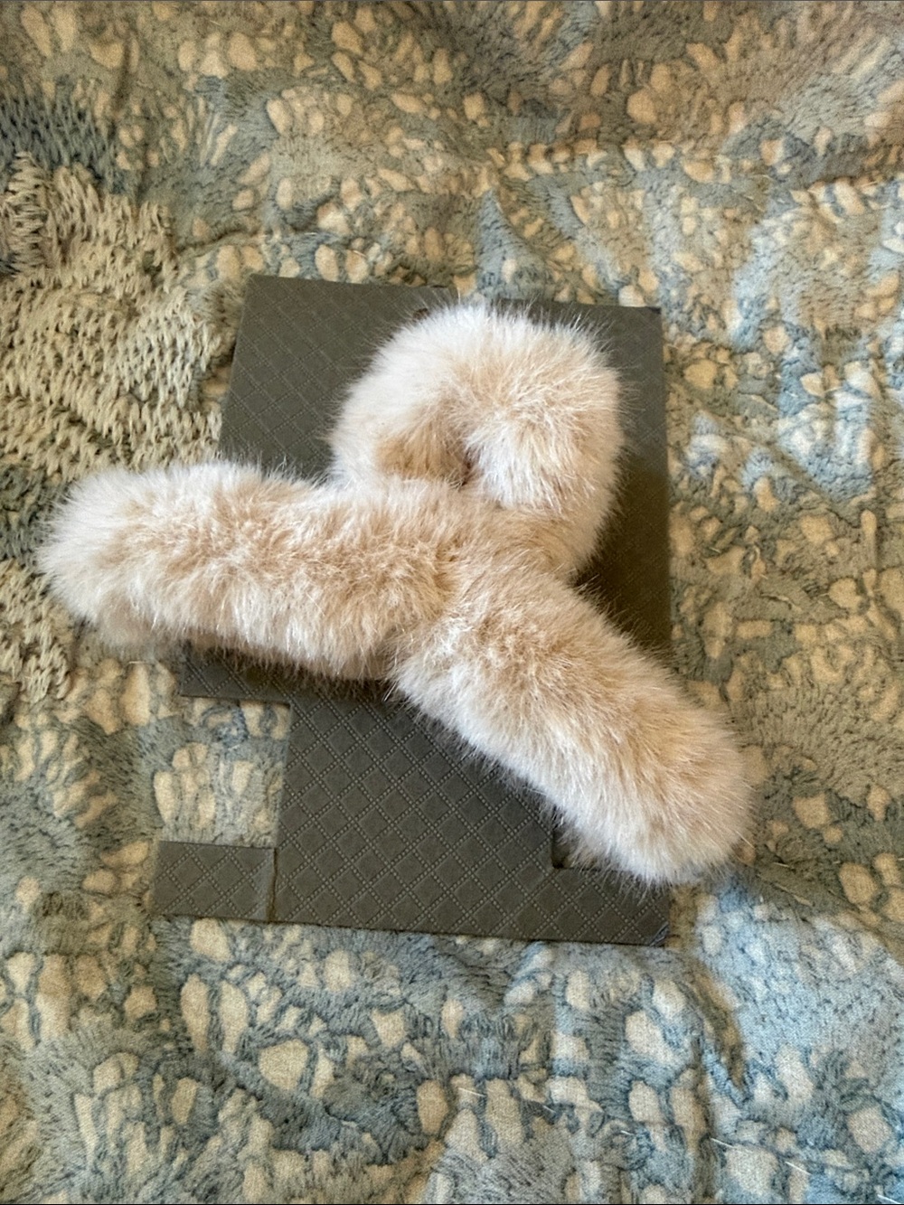 Faux Fur Hair Clip - Beige